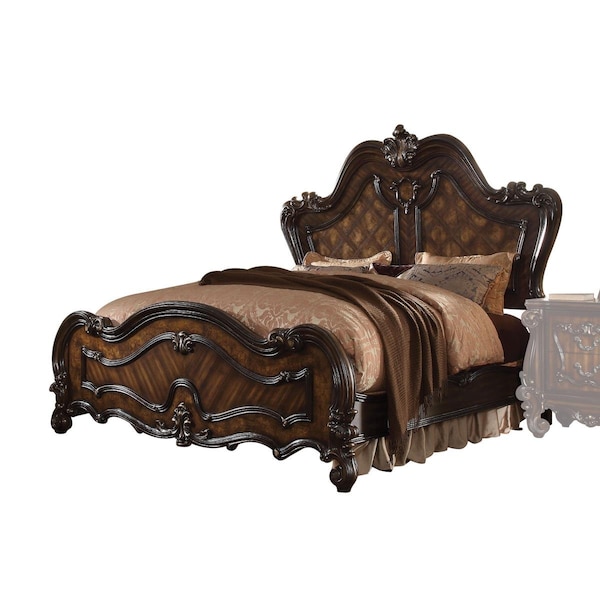 Gfancy Fixtures 74 x 93 x 72 in. Cherry Oak Wood Poly Resin Queen Bed GF3086759 - main